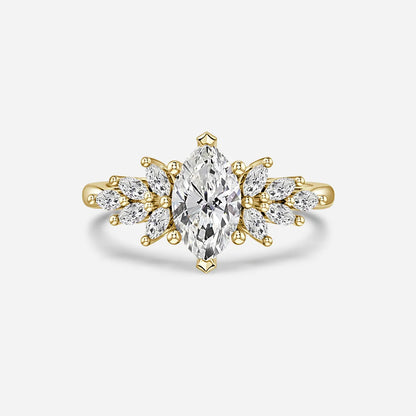 1.5 CT - 2.3 CT Marquise Cut Cluster Moissanite Engagement Ring