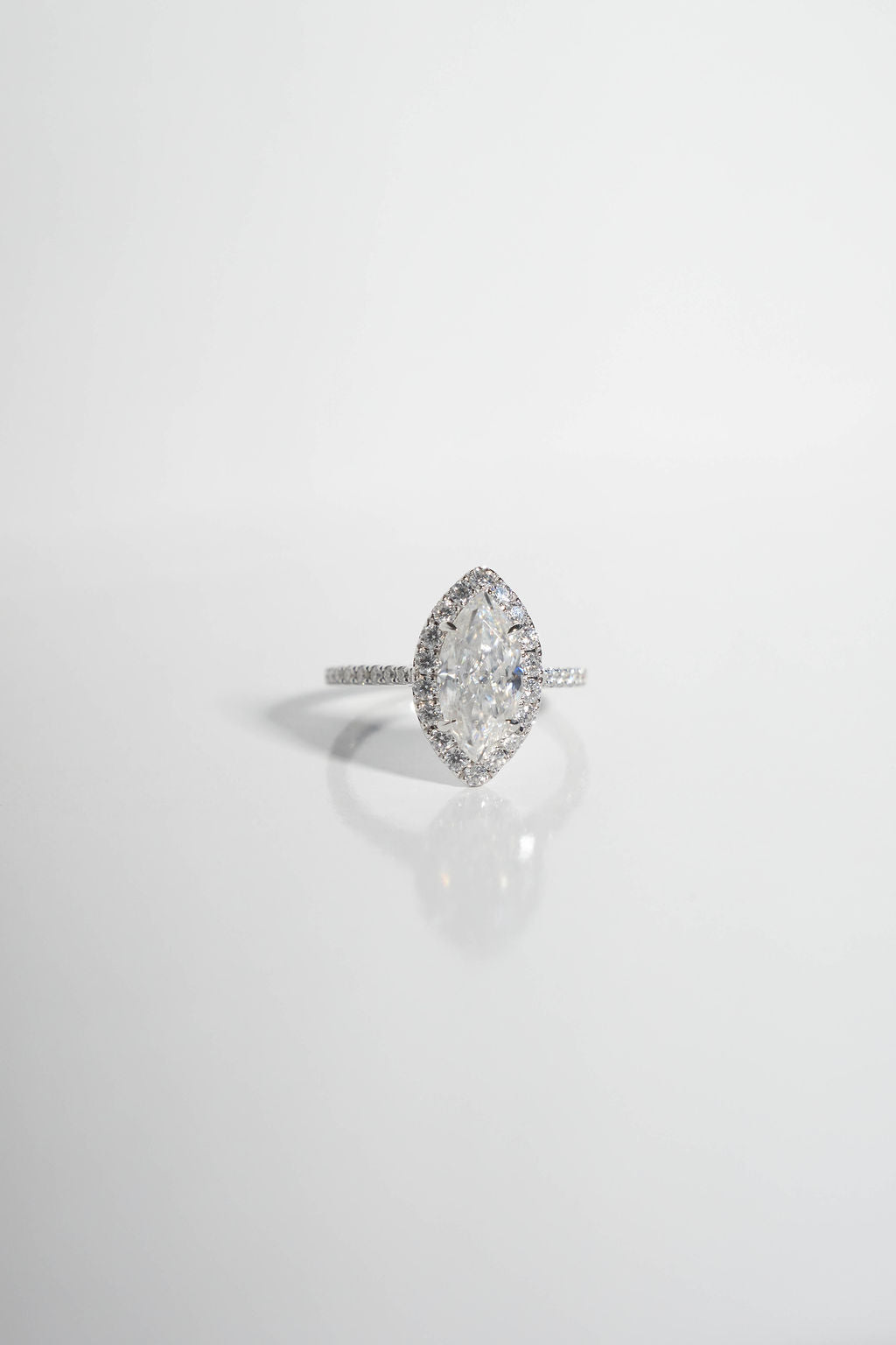 2.5 CT - 3.5 CT Marquise Cut Halo & Pave Moissanite Engagement Ring