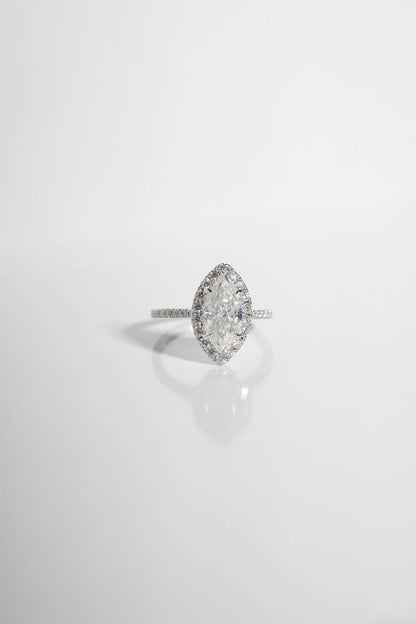 2.5 CT - 3.5 CT Marquise Cut Halo & Pave Moissanite Engagement Ring