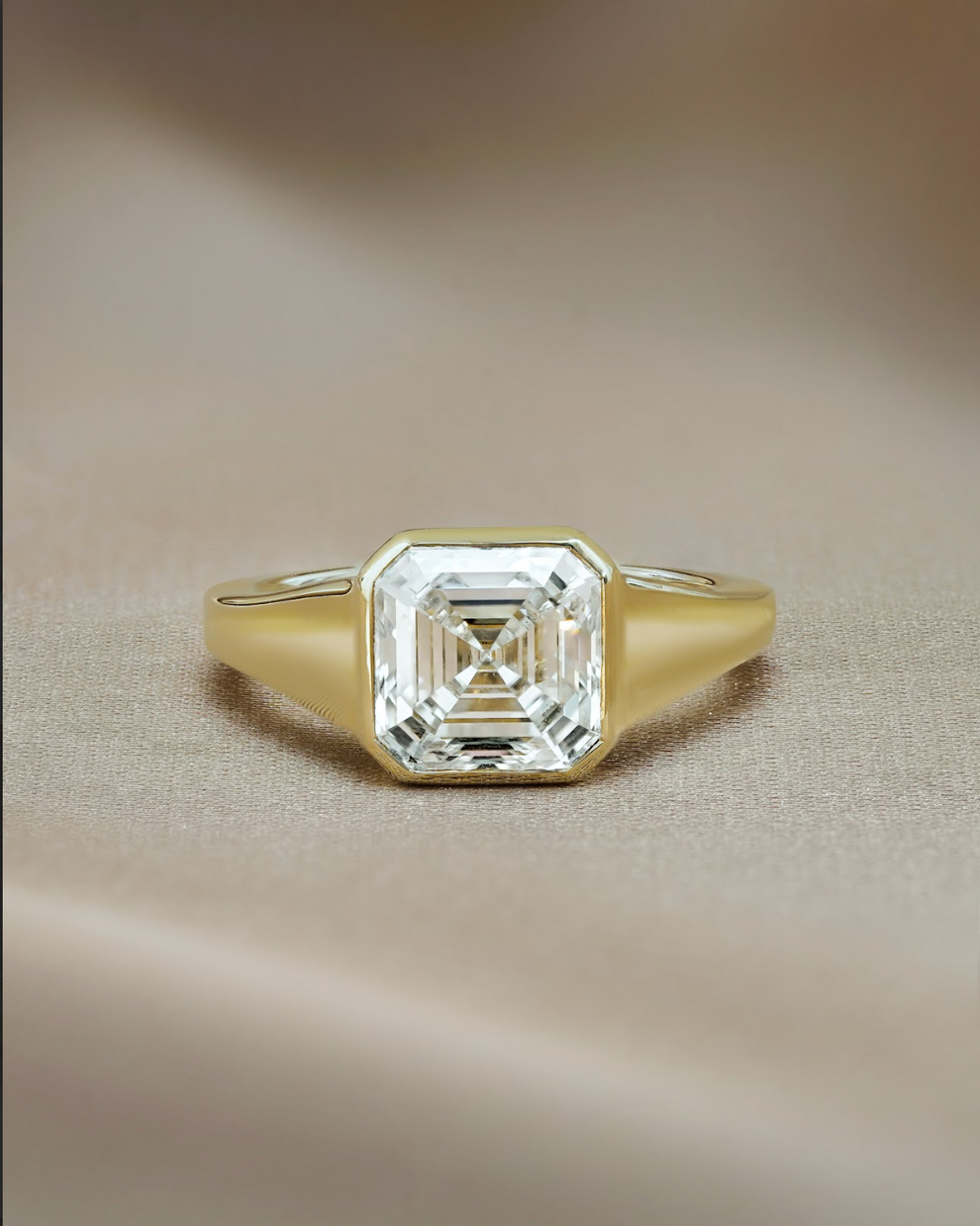 2.55 CT Asscher Cut Lab grown Diamond Bezel Engagement Ring