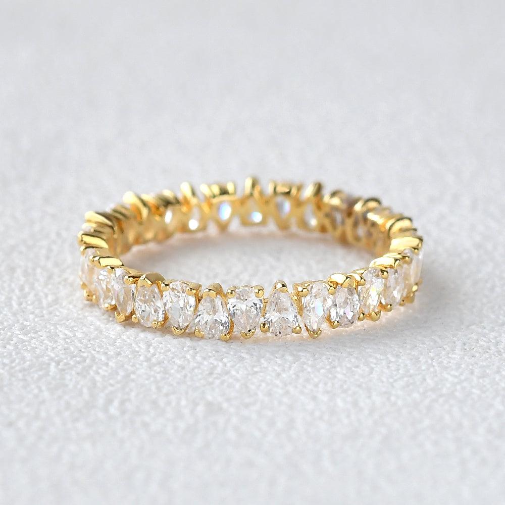0.75 TCW Pear Moissanite Full Eternity Wedding Band