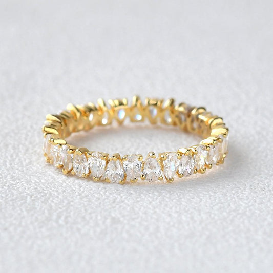0.75 TCW Pear Moissanite Full Eternity Wedding Band