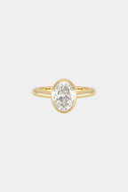 1 CT - 2 CT Oval Cut Lab grown Diamond Bezel Solitaire Engagement Ring