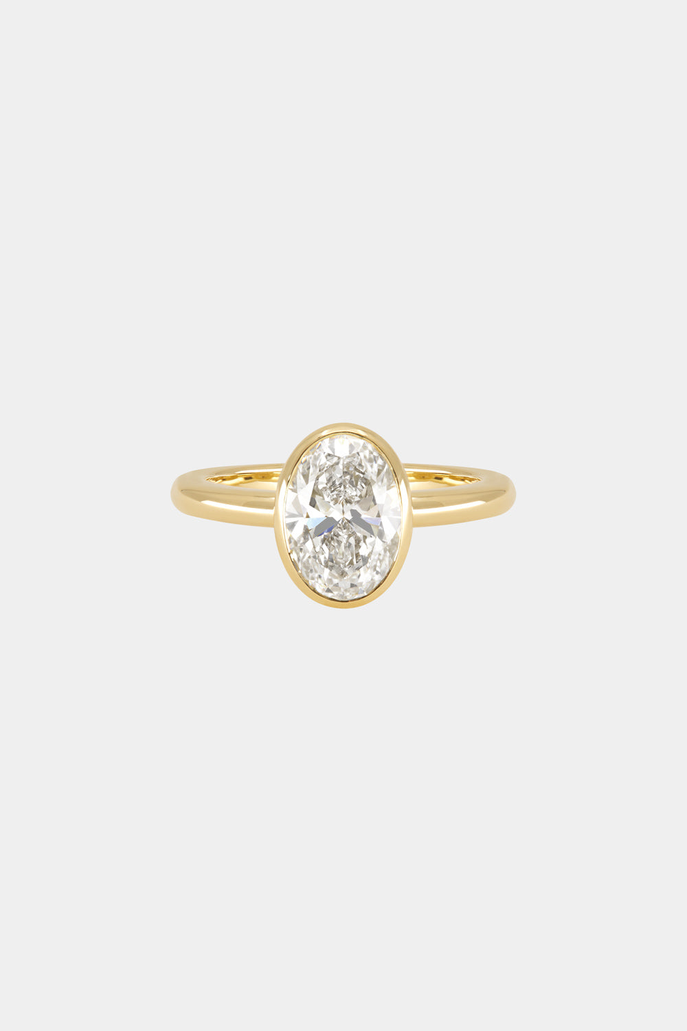 1 CT - 2 CT Oval Cut Lab grown Diamond Bezel Solitaire Engagement Ring