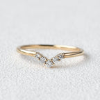 0.1 TCW Round Moissanite V-Shape Pave Wedding Band
