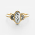 1 CT - 2 CT Oval Cut Bezel Three Stone Moissanite Engagement Ring