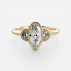 1 CT - 2 CT Oval Cut Bezel Three Stone Moissanite Engagement Ring