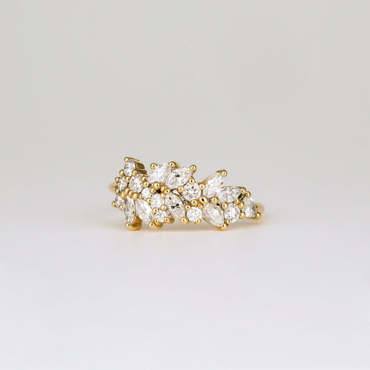 0.92 TCW Marquise Cluster CVD Diamond Wedding Band