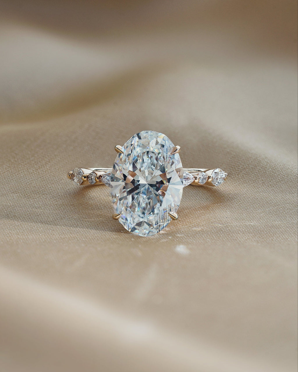 4 CT Oval Cut Lab grown Diamond Hidden Halo Engagement Ring
