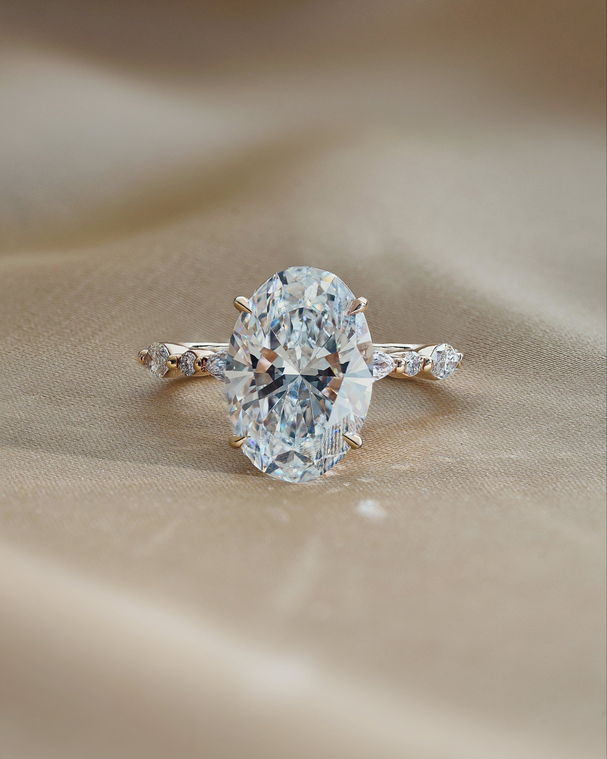 4 CT Oval Cut Lab grown Diamond Hidden Halo Engagement Ring