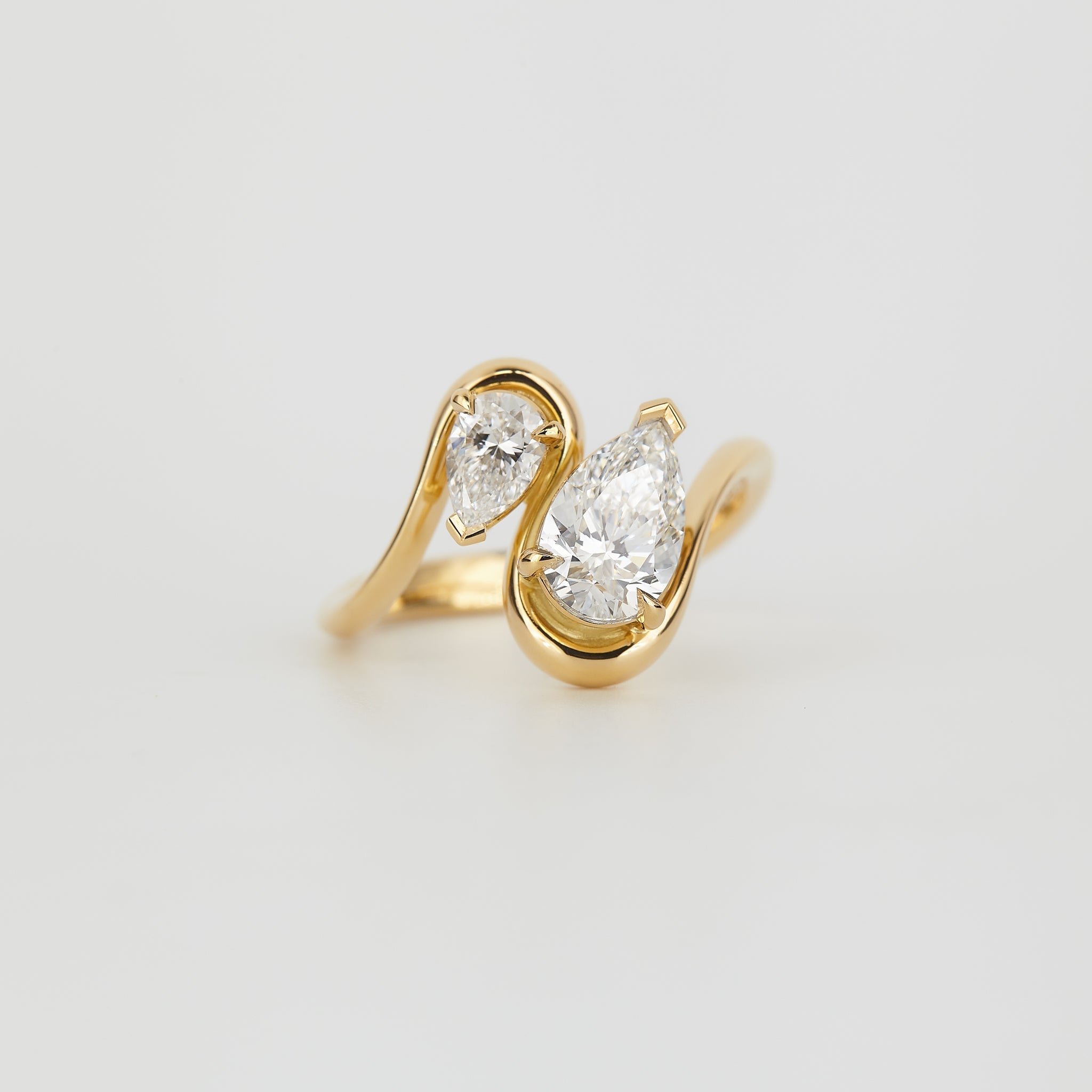 1.37 TCW Pear Cut Lab grown Diamond Two Stone Engagement Ring