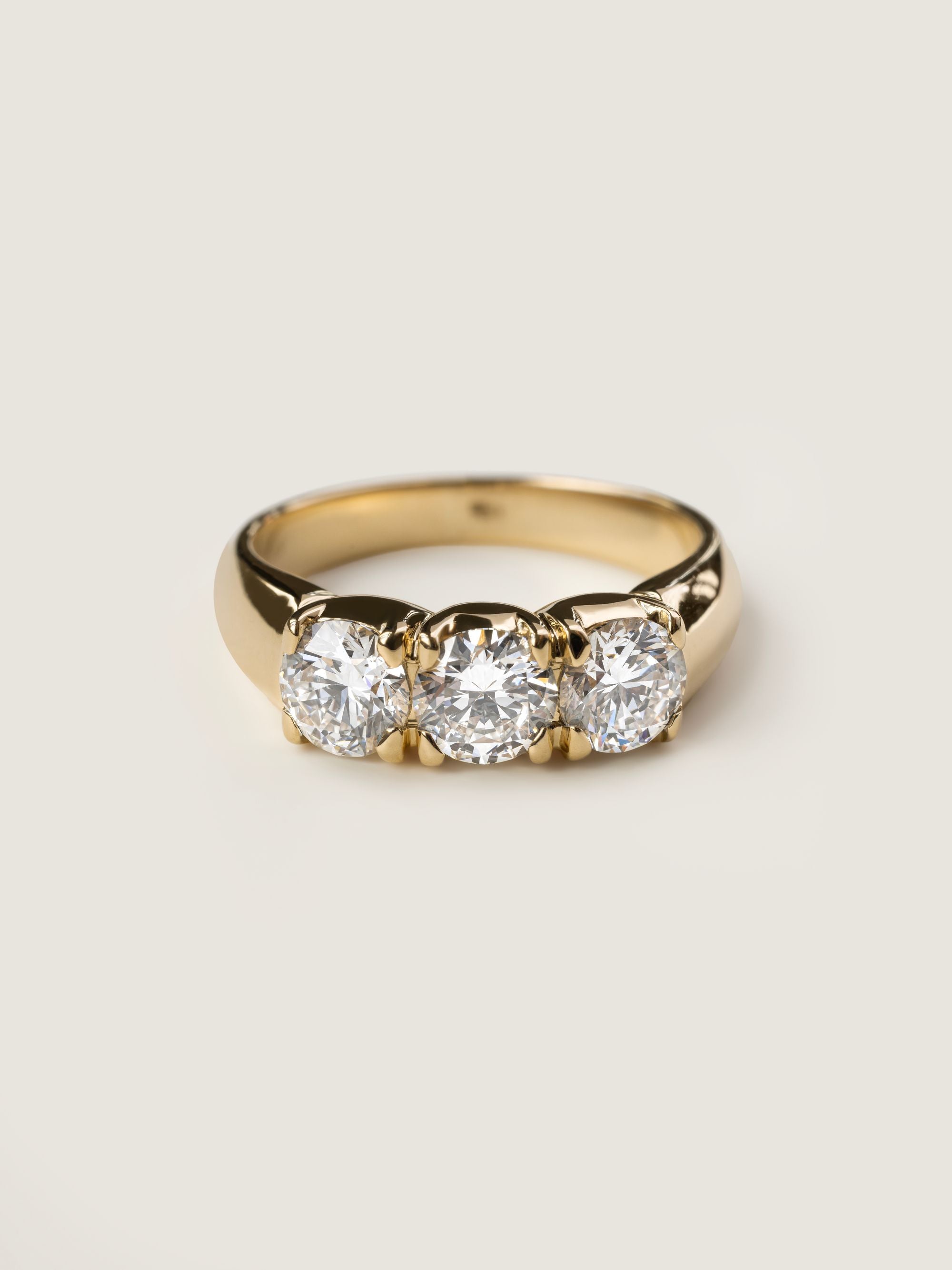 1.5 TCW  Round Cut Lab grown Diamond Three Stone Engagement Ring