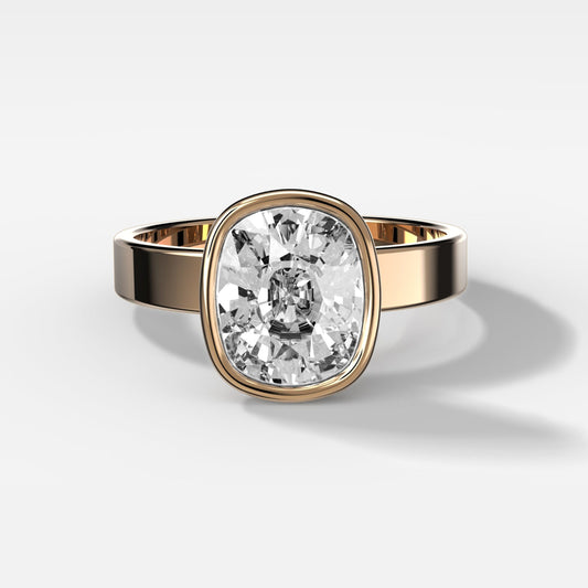 2 CT - 4 CT Elongated Cushion Cut Lab grown Diamond Solitaire Bezel Engagement Ring