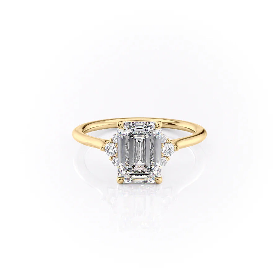 2.5 CT - 3.5 CT Emerald Cut Cluster Moissanite Engagement Ring