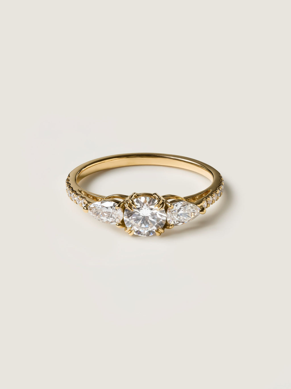 0.50 CT - 2.50 CT Round Cut Lab grown Diamond Three Stone & Pave Engagement Ring