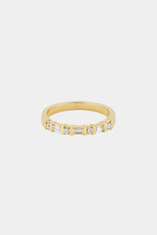 0.27 TCW Baguette & Round Moissanite Pave Bar set Wedding Band