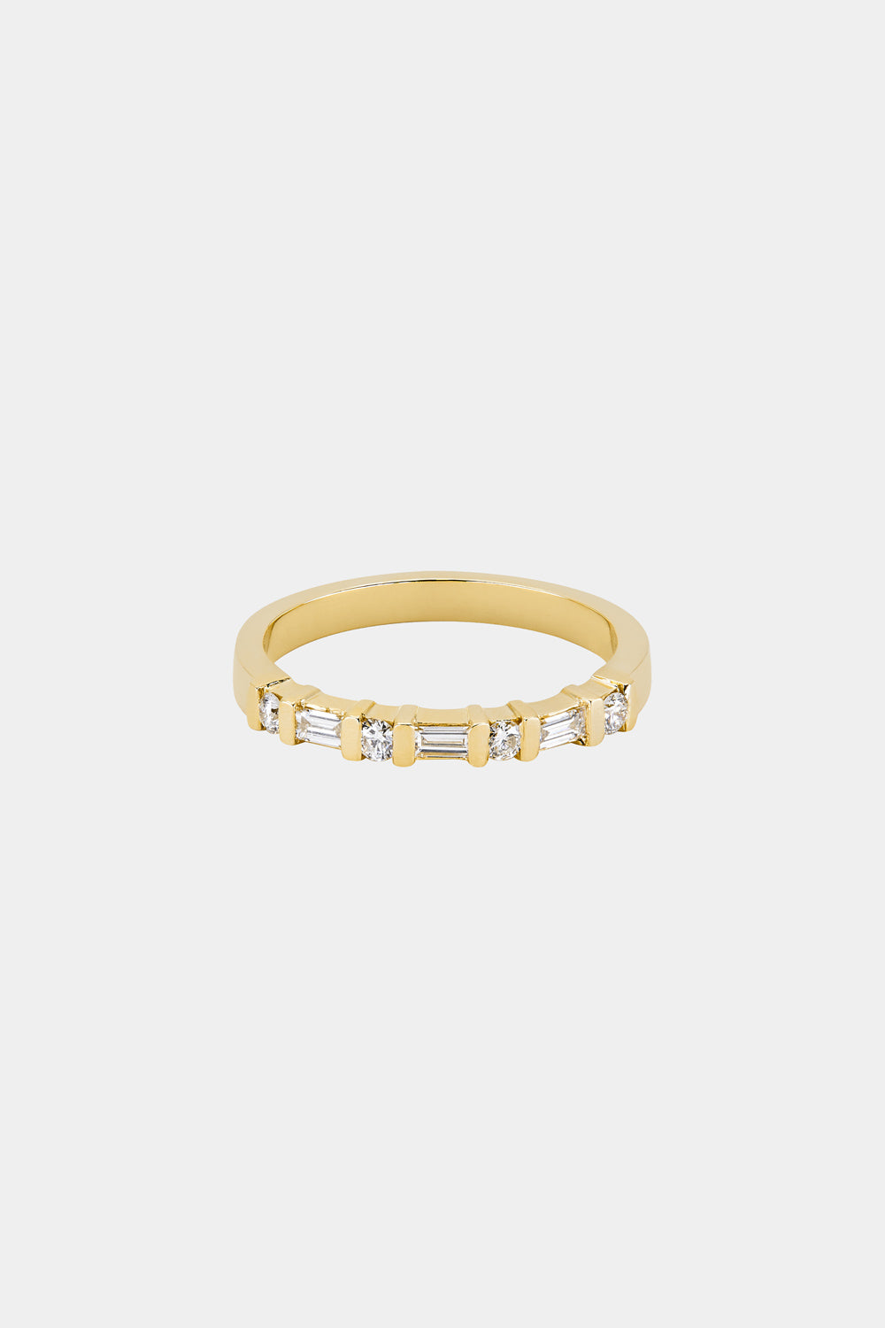 0.27 TCW Baguette & Round Moissanite Pave Bar set Wedding Band