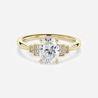0.6 CT - 1.5 CT Oval Cut Milgrain Cluster Moissanite Engagement Ring