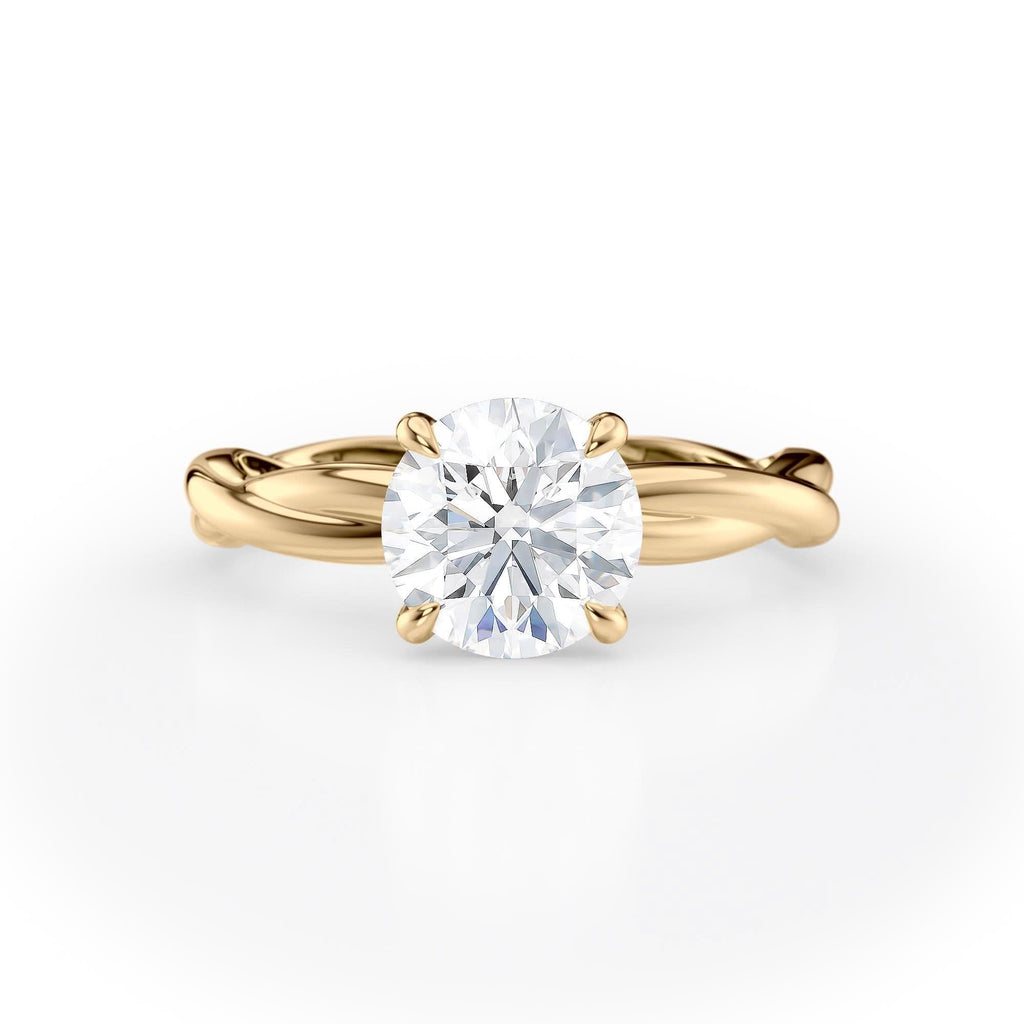 1.5 CT Round Cut Twisted Solitaire Moissanite Engagement Ring