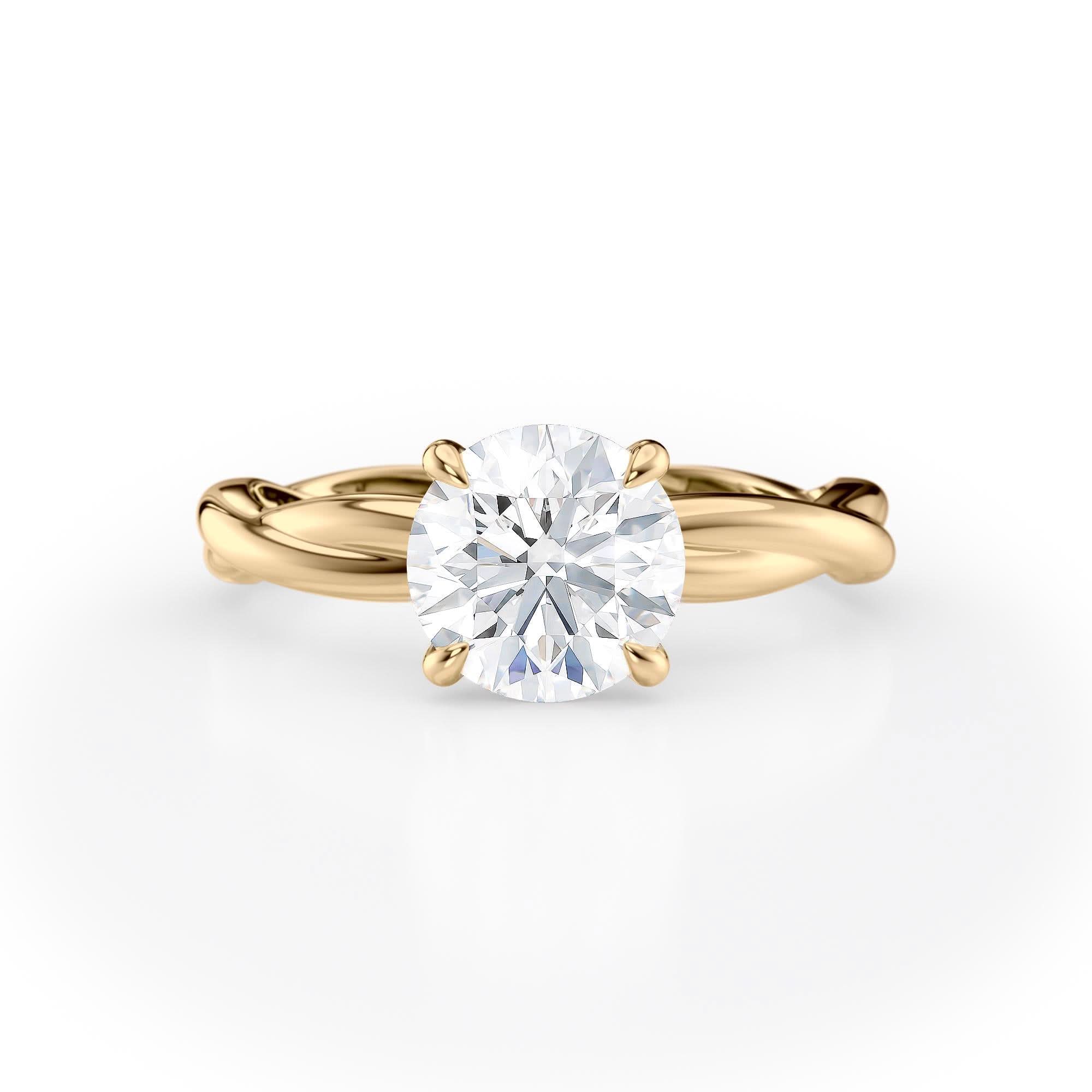1.5 CT Round Cut Twisted Solitaire Moissanite Engagement Ring
