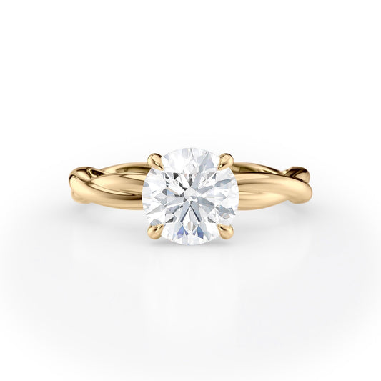 1.5 CT Round Cut Twisted Solitaire Moissanite Engagement Ring