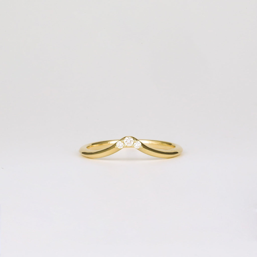 0.04 TCW Round CVD Diamond Trio Subtle V-Shaped Wedding Band