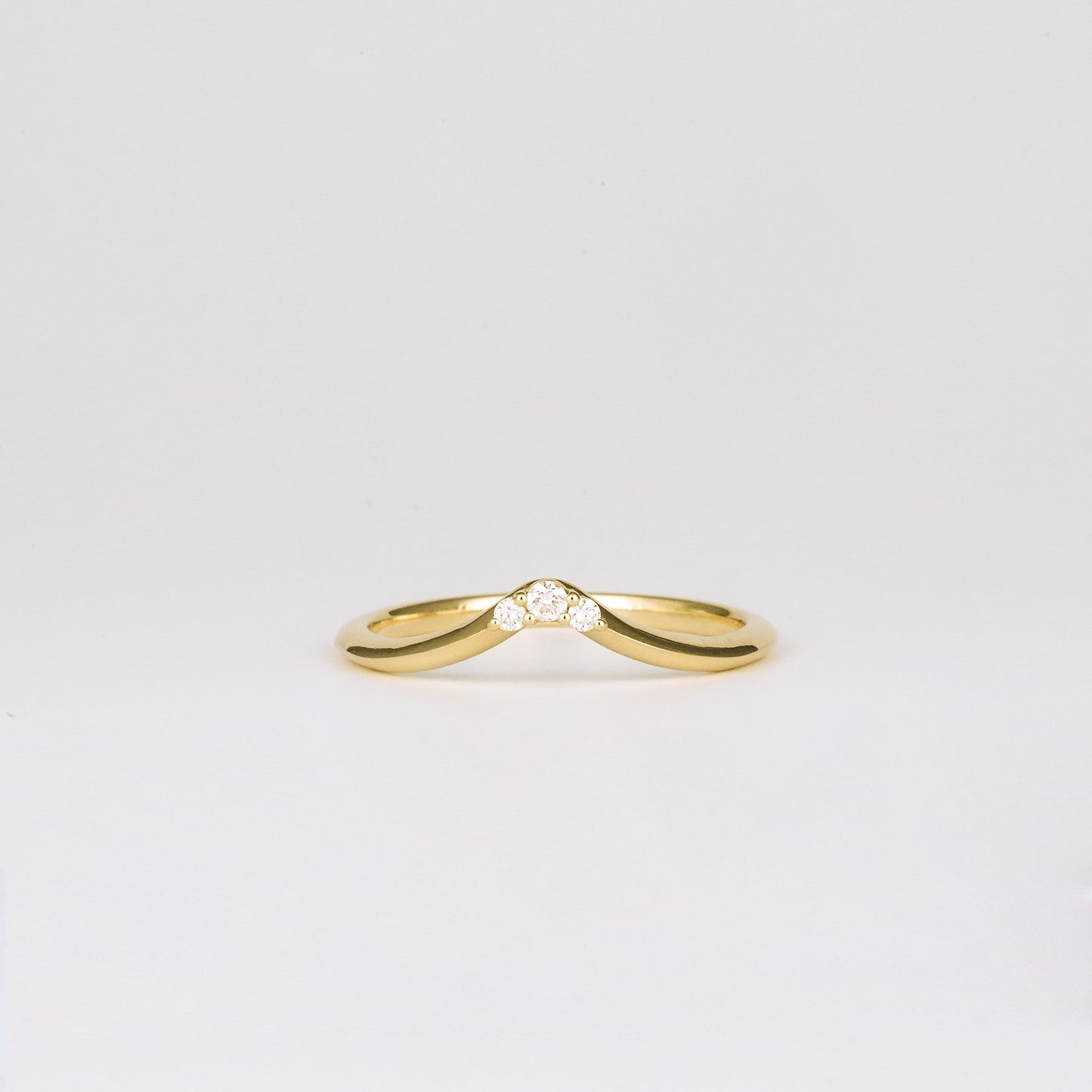 0.04 TCW Round CVD Diamond Trio Subtle V-Shaped Wedding Band