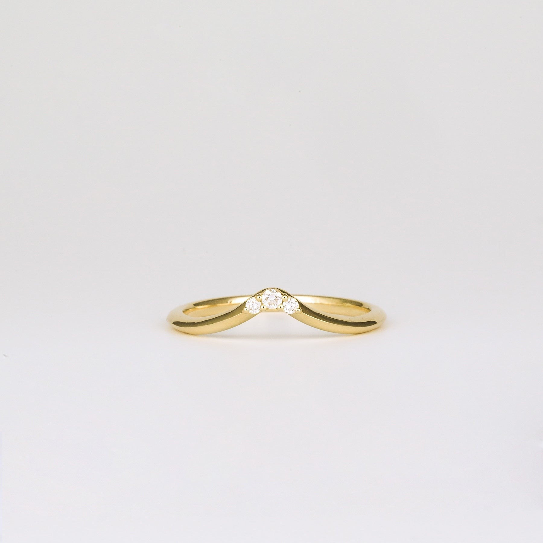 0.04 TCW Round CVD Diamond Trio Subtle V-Shaped Wedding Band