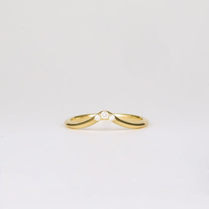 0.04 TCW Round CVD Diamond Trio Subtle V-Shaped Wedding Band