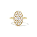 0.35 CT Round Cut Moissanite Oval Shape Mosaic Engagement Ring