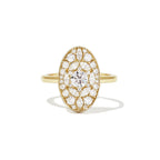 0.35 CT Round Cut Moissanite Oval Shape Mosaic Engagement Ring