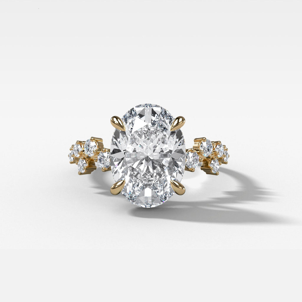 1 CT - 3 CT Oval Cut Lab grown Diamond Cluster Engagement Ring