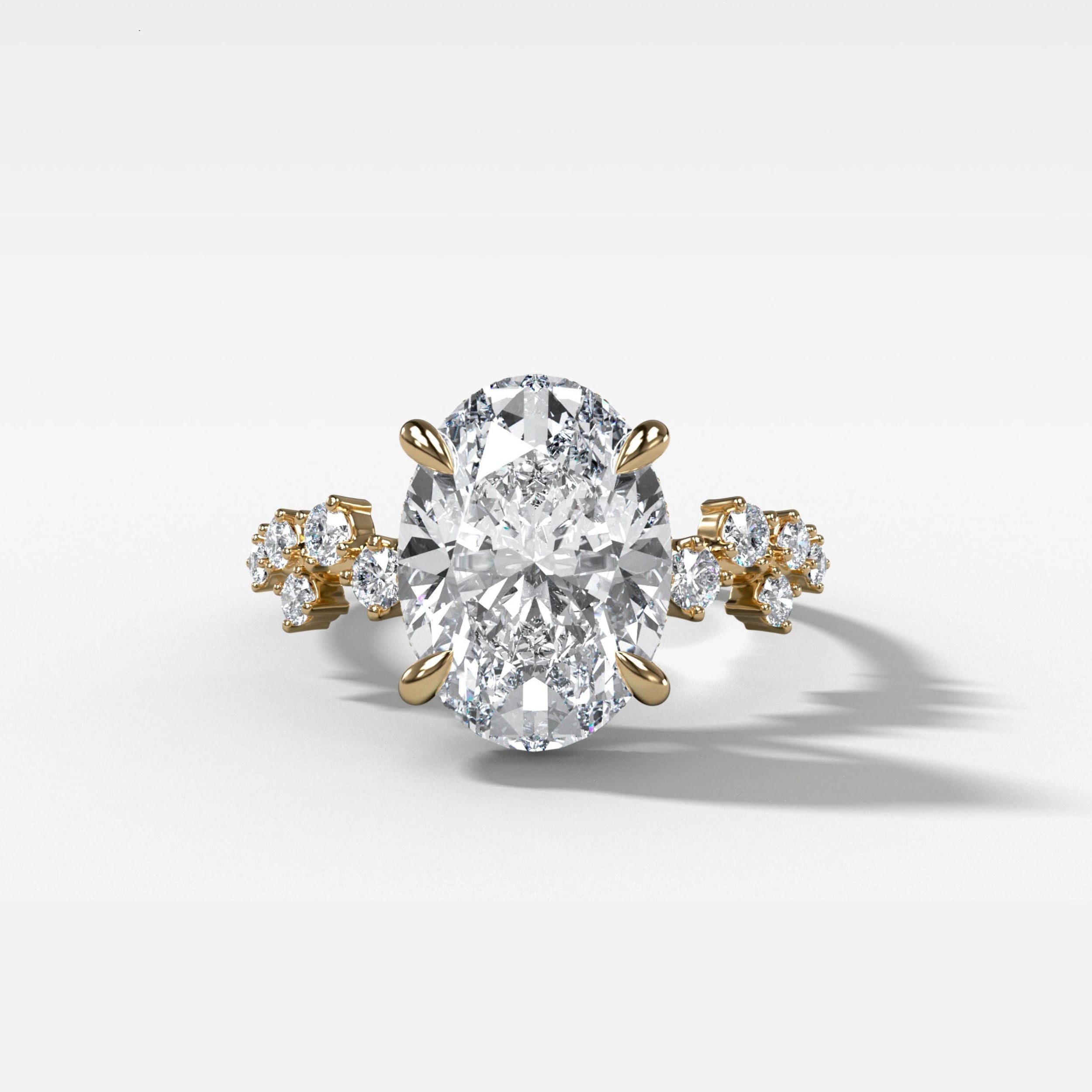 1 CT - 3 CT Oval Cut Lab grown Diamond Cluster Engagement Ring