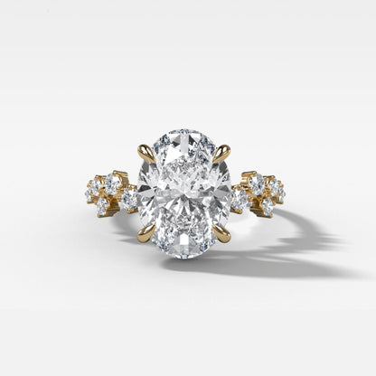 1 CT - 3 CT Oval Cut Lab grown Diamond Cluster Engagement Ring