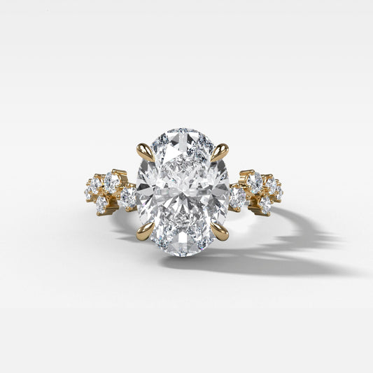 1 CT - 3 CT Oval Cut Lab grown Diamond Cluster Engagement Ring