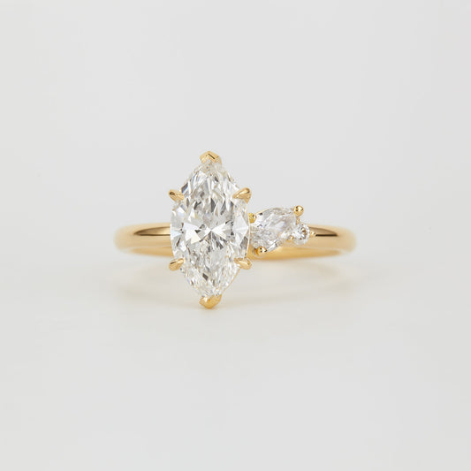1.52 CT - 2.52 CT Marquise Cut Lab grown Diamond Cluster Engagement Ring