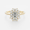 1 CT - 2 CT Radiant Cut Halo Moissanite Engagement Ring