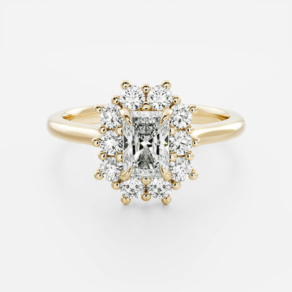 1 CT - 2 CT Radiant Cut Halo Moissanite Engagement Ring
