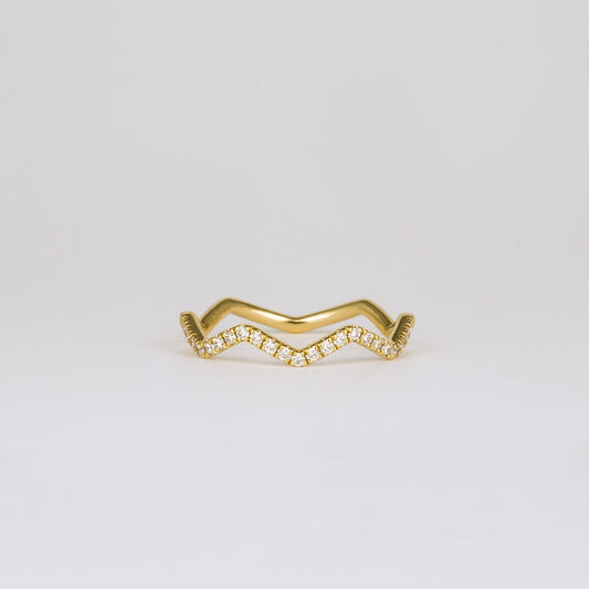 0.44 TCW Round CVD Diamond Zig-Zag Dot Wedding Band