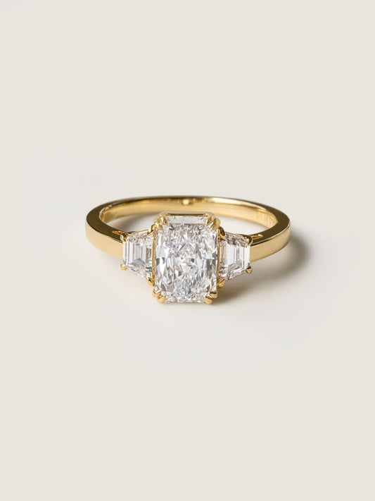 1.5 CT - 3.5 CT Radiant Cut Lab grown Diamond Three Stone Engagement Ring