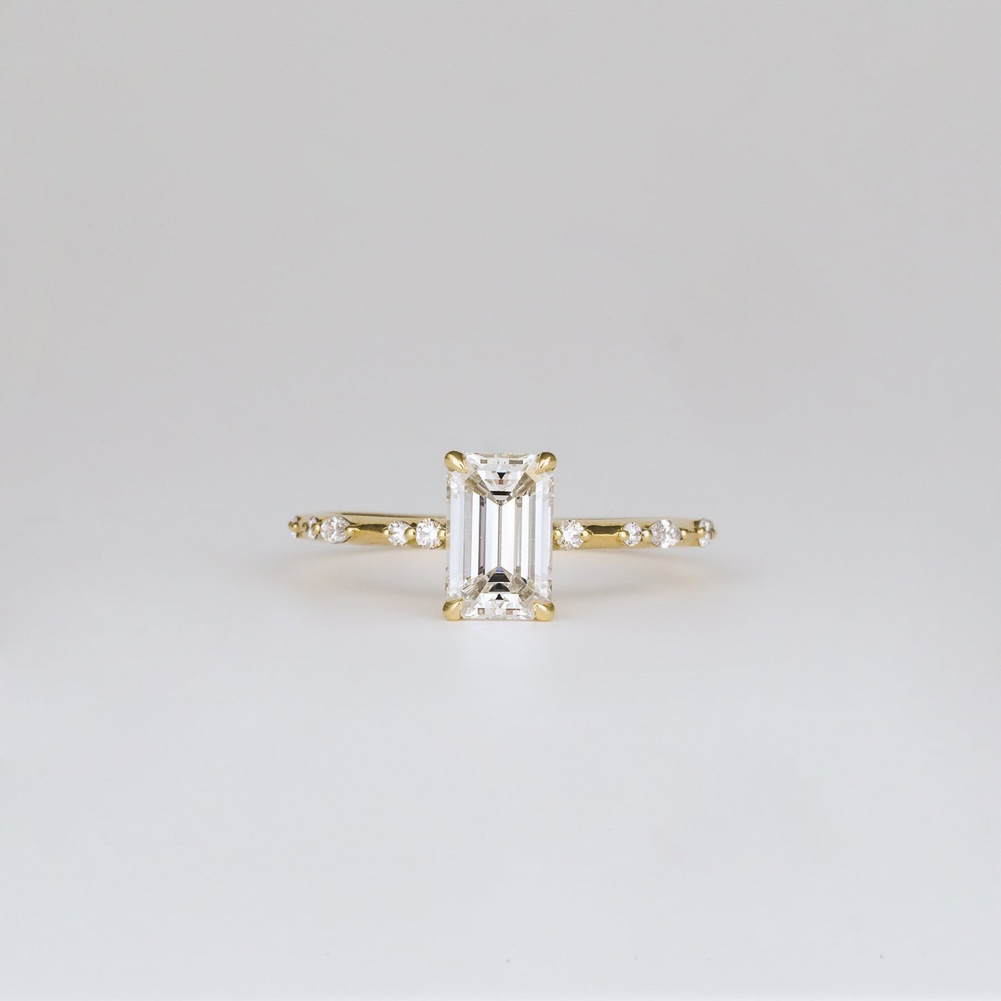 1.01 CT - 3.01 CT Emerald Cut Lab grown Diamond Side Stone Engagement Ring