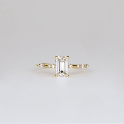 1.01 CT - 3.01 CT Emerald Cut Lab grown Diamond Side Stone Engagement Ring
