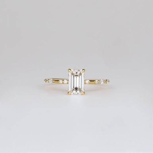 1.01 CT - 3.01 CT Emerald Cut Lab grown Diamond Side Stone Engagement Ring