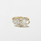 3.7 TCW Oval & Asscher Cut Lab grown Diamond Two Stone Engagement Ring
