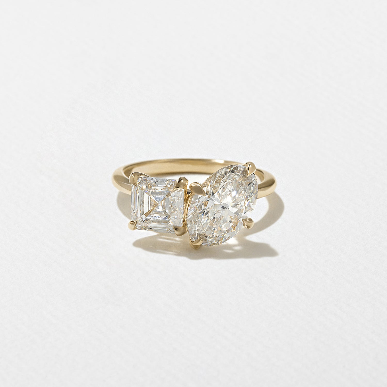 3.7 TCW Oval & Asscher Cut Lab grown Diamond Two Stone Engagement Ring