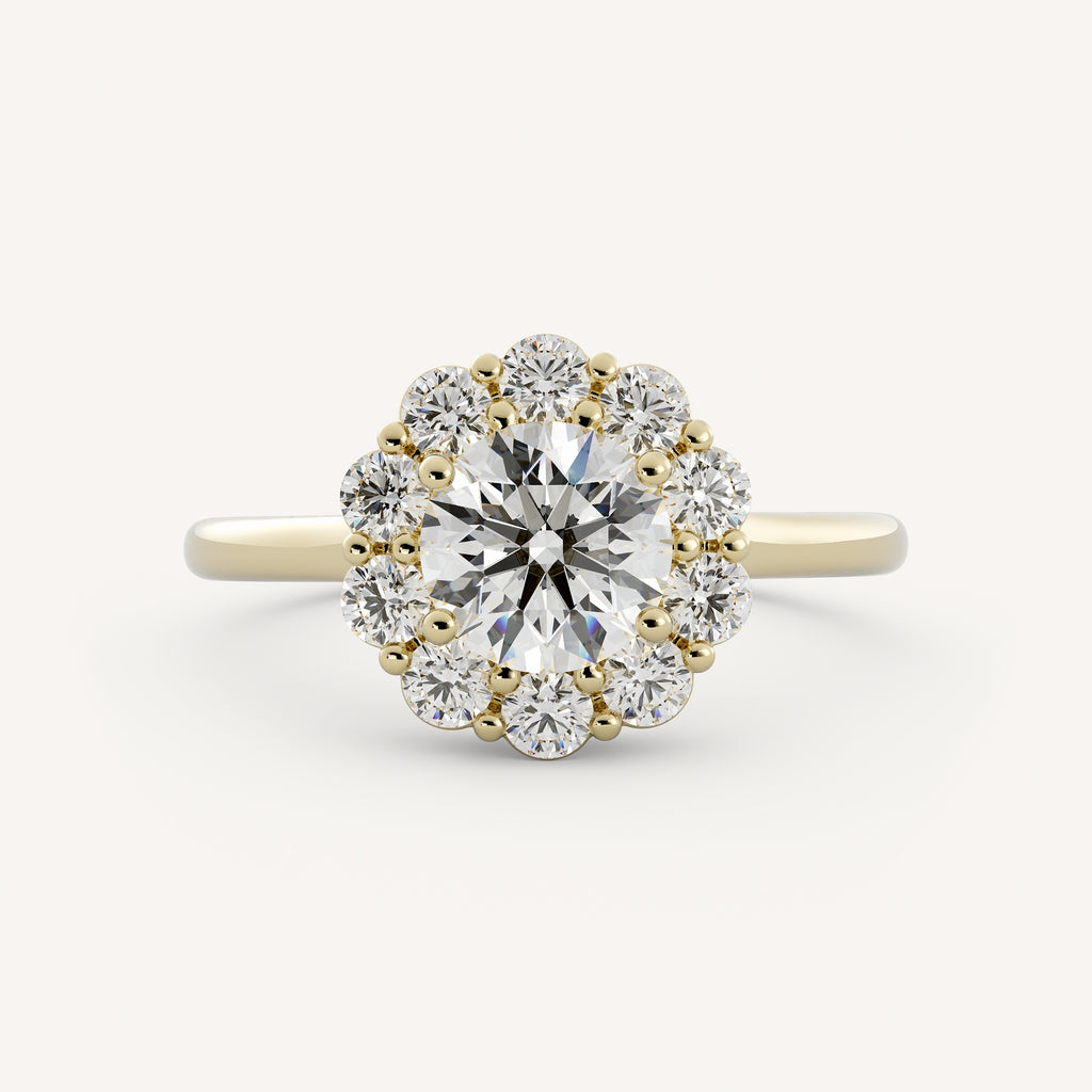 1 CT - 1.25 CT Round Cut Lab grown Diamond Halo Engagement Ring