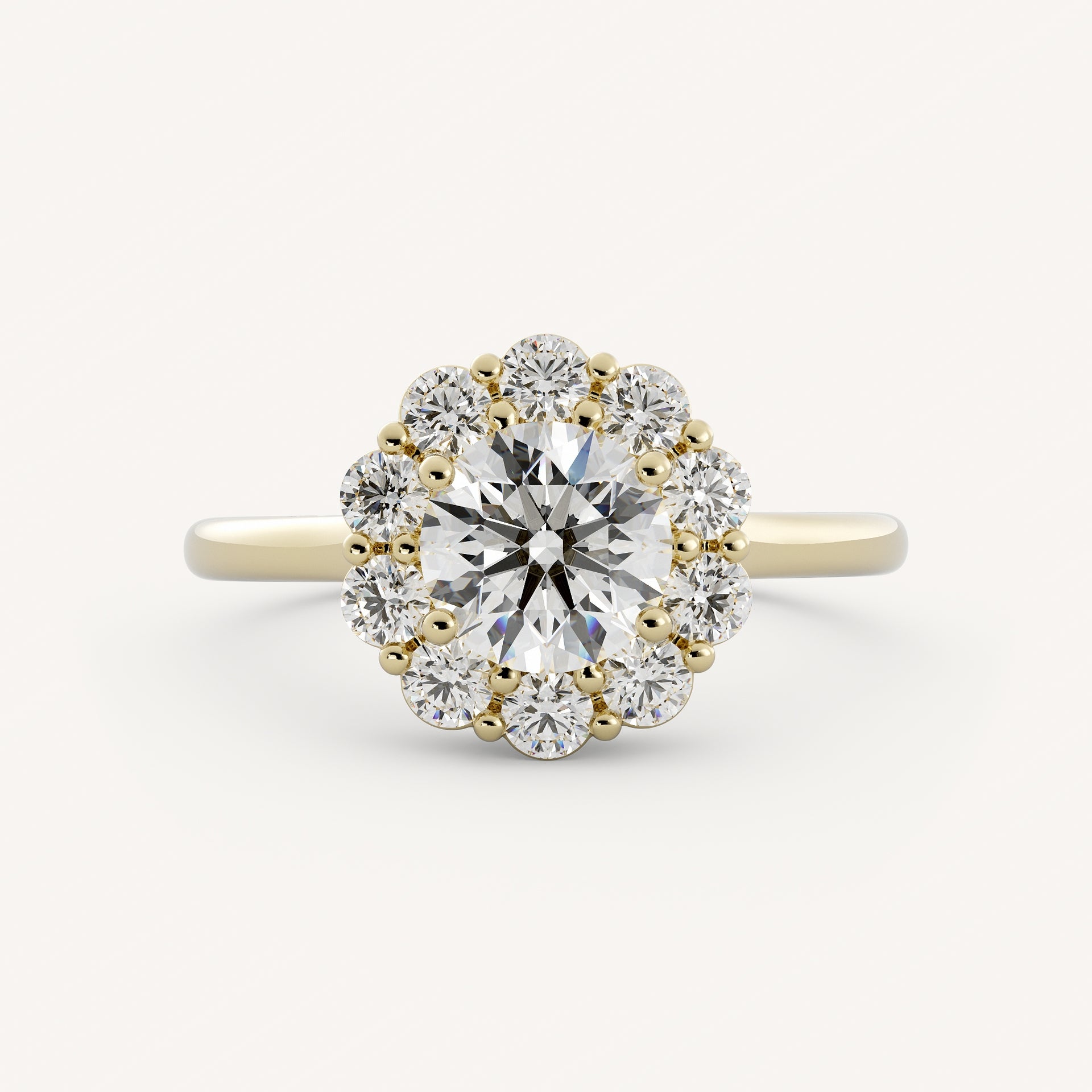 1 CT - 1.25 CT Round Cut Lab grown Diamond Halo Engagement Ring