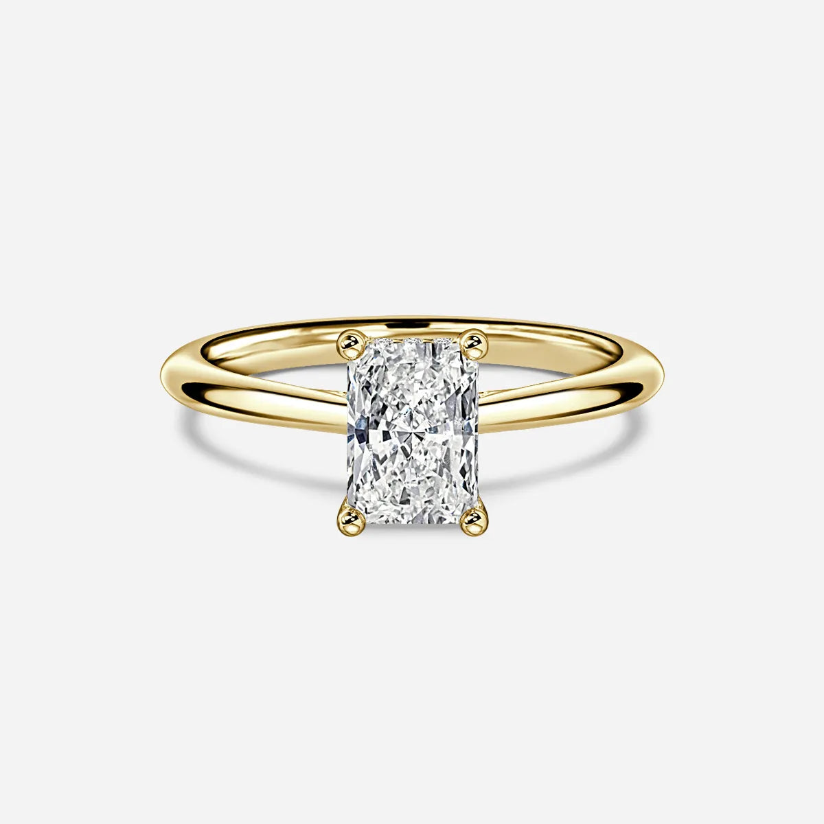 2.2 CT - 4 CT Radiant Cut Hidden Halo Moissanite Engagement Ring