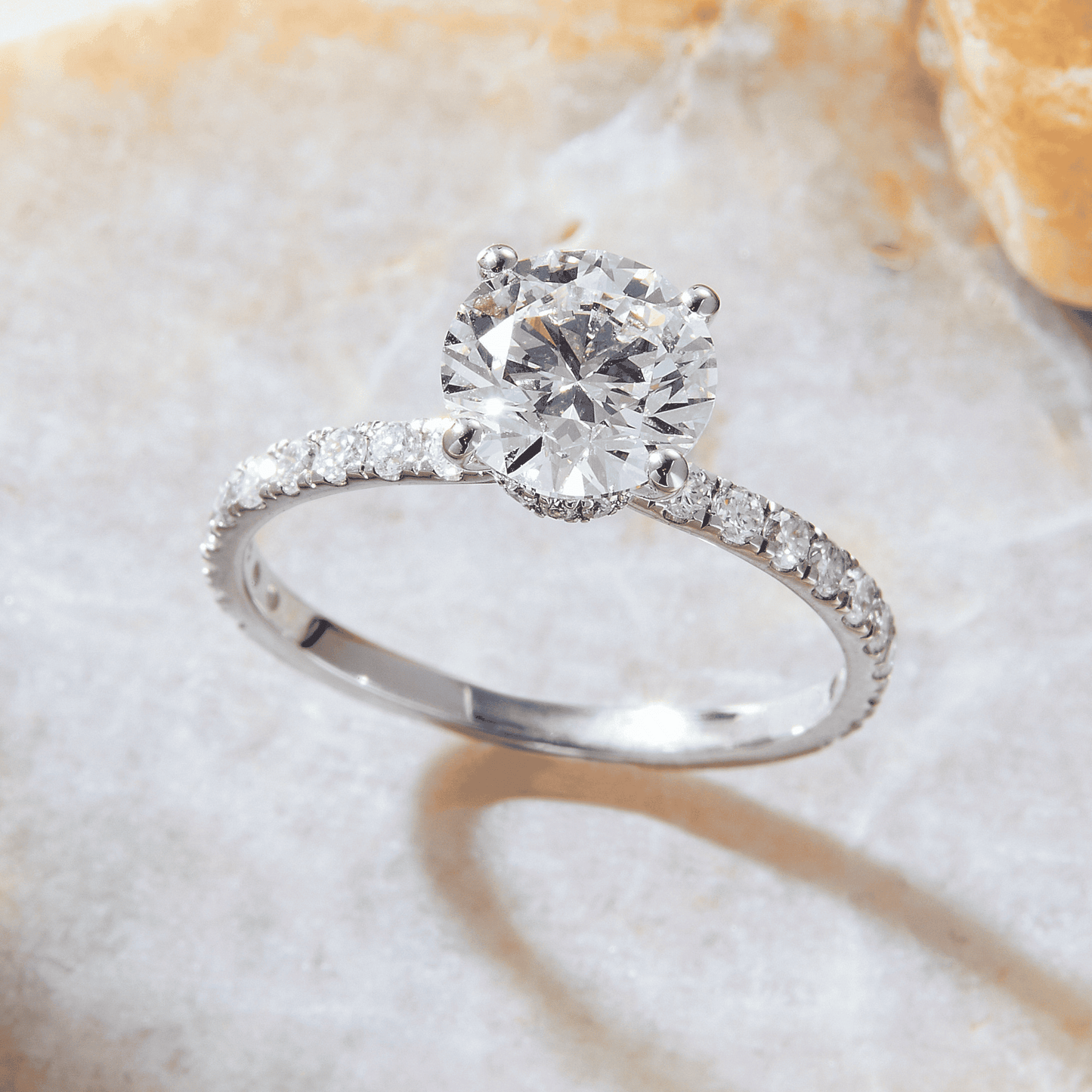 1.5 CT Round Cut Hidden Halo & Pave Moissanite Engagement Ring
