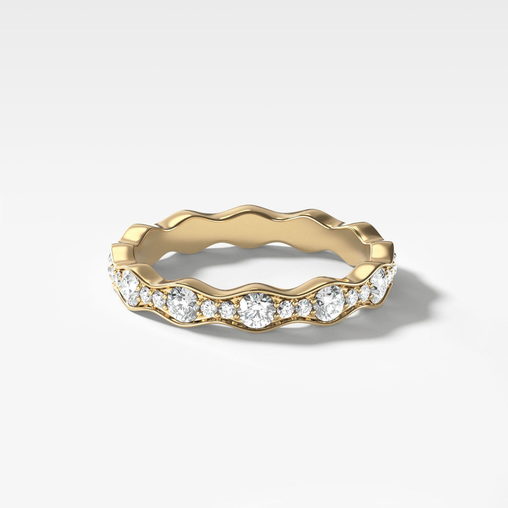 0.55 TCW Round CVD Diamond Pave Ripple Wedding Band